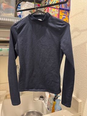 Garage mockneck navy blue long sleeve